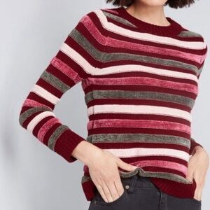 Striped Women's Sweater - Red and Pink
